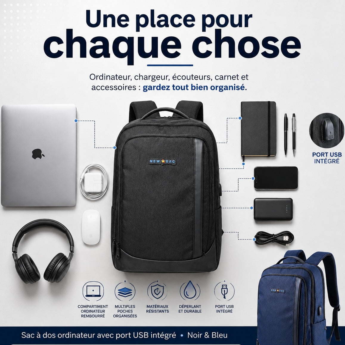 Sac à Dos Ordinateur – Design Moderne & Compartiment Laptop